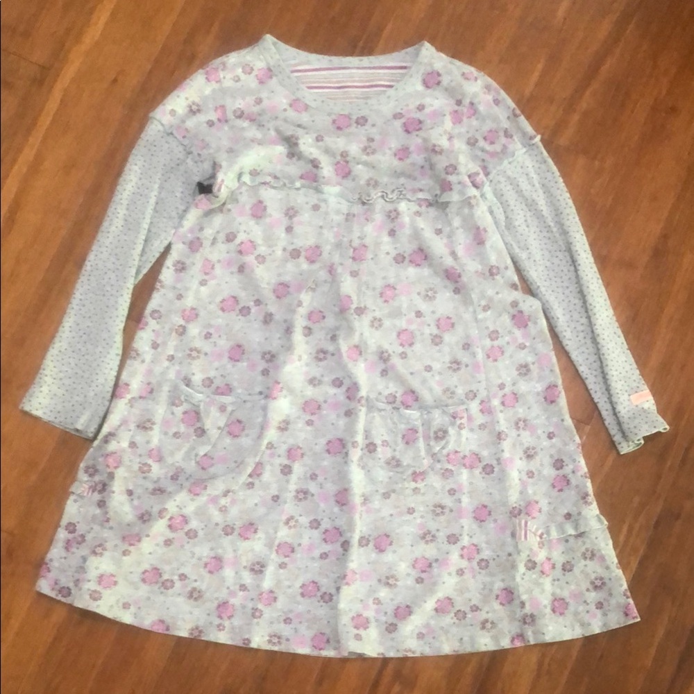 Naartjie Floral Kids Dress - Pink and Gray